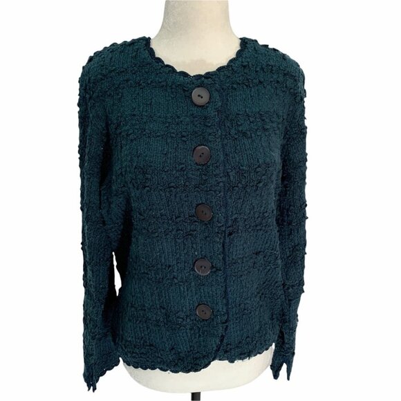 𝅺vintage💙jana Blue Button Up Sweater Cardigan Size Medium - Picture 1 of 9